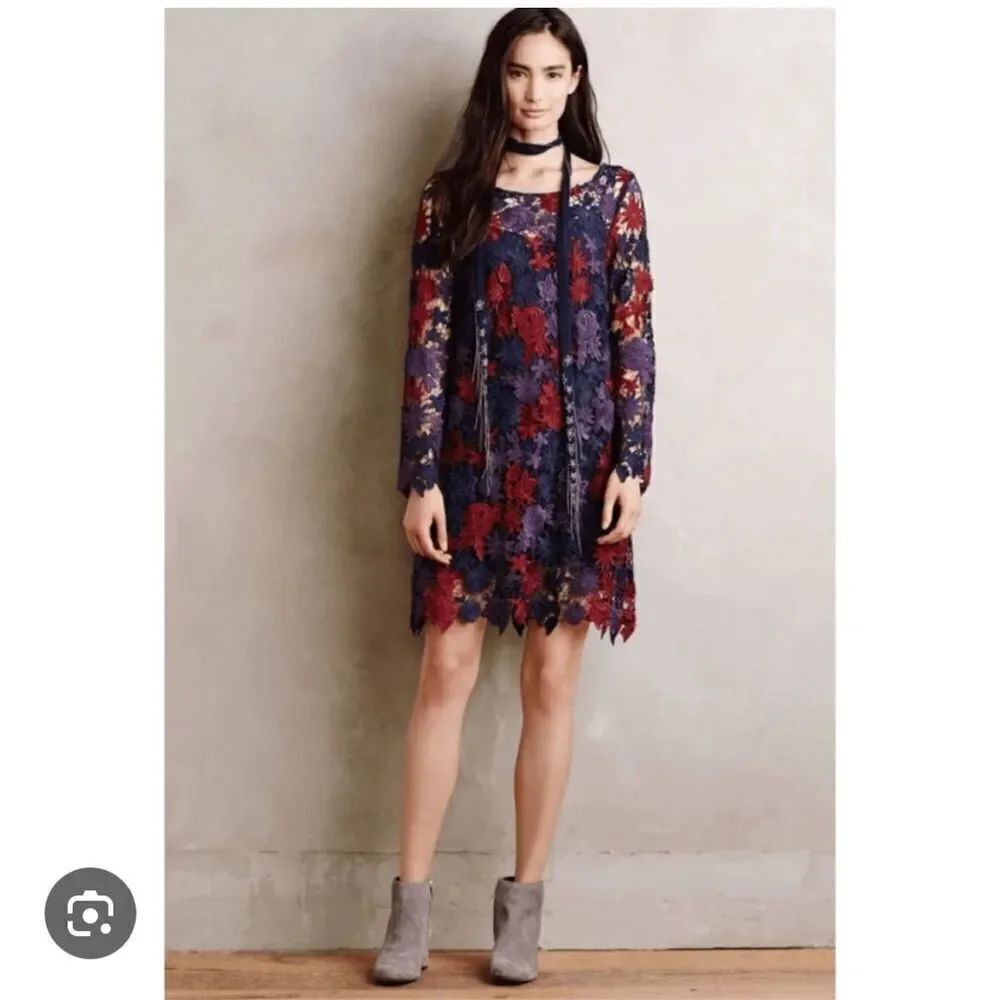 MOULINETTE SOEURS | anthropologie harvest blooms crochet floral dress 2P NWT 120